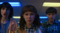 STRANGER THINGS. (L to R) Finn Wolfhard as Mike Wheeler, Millie Bobby Brown as Eleven and Noah Schnapp as Will Byers in STRANGER THINGS. Cr. Courtesy of Netflix  © 2022