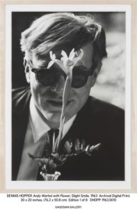 Dennis Hopper, Andy Warhol with Flower, 1963, stampa in gelatina d'argento, 23,7x18 inches, 60.10x45.7cm, __ The Hopper Art Trust