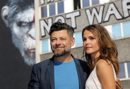 19.07 2014 Berlin Photocall zu Planet der Affen-Revolution Dawn of the Planet of the Apes in Berlin with Andy Serkis , Keri Russell and Matt Reeves