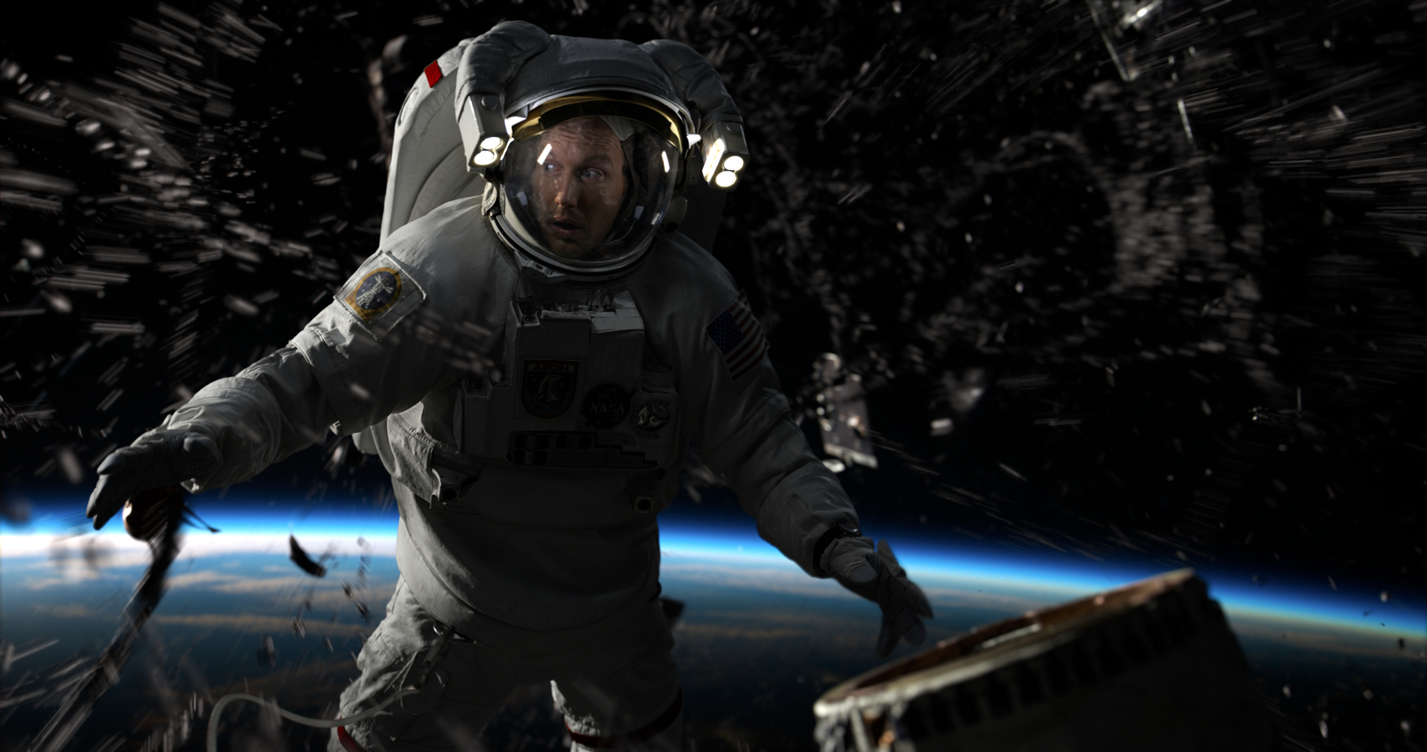 Patrick Wilson portrays astronaut “Brian Harper” surrounded by a mysterious force in the sci-fi epic MOONFALL.